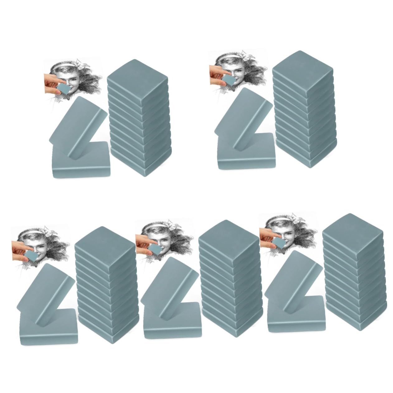 NUOBESTY 5 Ensembles La Gomme Gommes Alimentaires Gommes Pétries Pour Dessiner Gomme D'art Pour Esquisser Pour Écoliers Gomme À Effacer Artistique Pâte À Modeler Blue 12 Pièces * 5