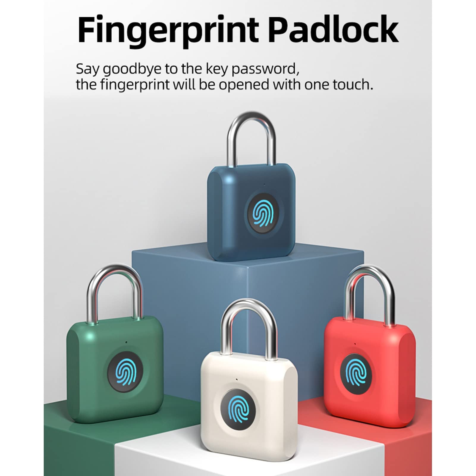Mini candado Inteligente de Huellas Dactilares sin Llave de candado biométrico de Pulgada Impermeable Quick Desbloquear Metal Anti-Robo Smart Cadlock(1-Pack)