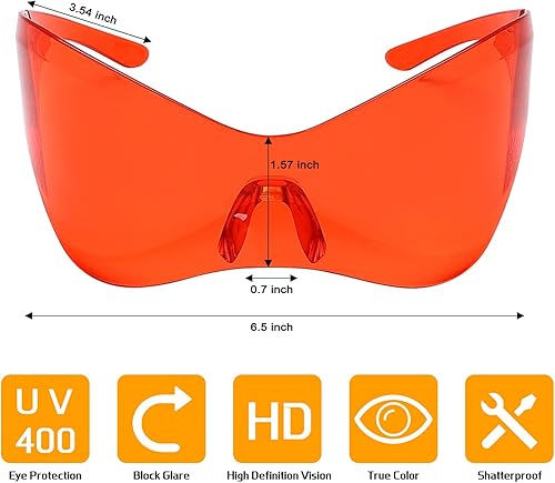 Miniatura 5 de GUVIVI Gafas de sol futuristas para hombres y mujeres, de gran tamaño, con protección envolvente, a la moda, de superhéroe, chic, gafas de sol