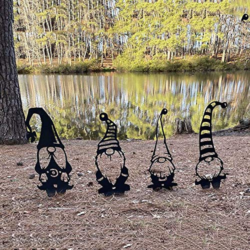 Kidyawn Steel Branch Gnomes Decoration - Easter Decorations Cute Hollowed Outdoor Steel Garden Gnomes Statue Steel Silhouette Lawn Ground Sign Ornaments Yard Patio Outdoor Decors (4PCS)
