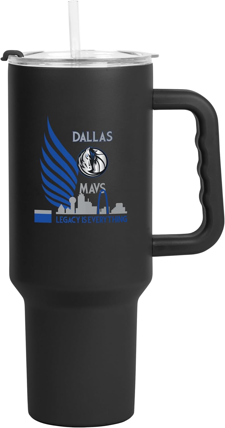 FANMATS NBA City Edition 40 oz Stainless Steel Handled Tumbler – Durable Double Wall Powder Coat Finish, Fits Most Cup Holders - City Edition Design, Comes With Straw