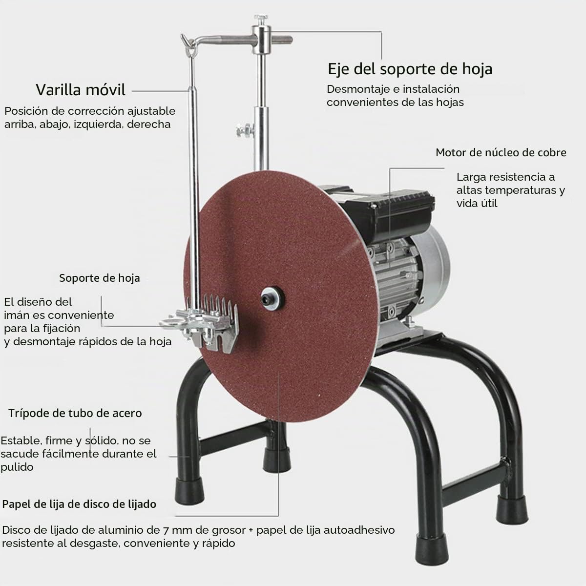 Afilador de Cuchillas para Esquiladoras de Ovejas y Cabras 550W, Amoladora Eléctrica Profesional con Guía de Ángulo Ajustable, Disco de 26cm Ideal para Granjas,Explotaciones Ganaderas y Uso Doméstico