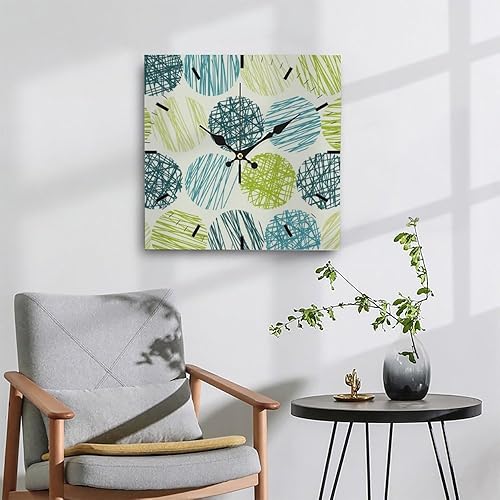 Miniatura 4 de Dots with Scribbled Green and Blue Clock Wall Small Clocks Battery Operated Silent Wall Clock for Bedroom Battery Clocks Garage for Kitchen Bathroom
