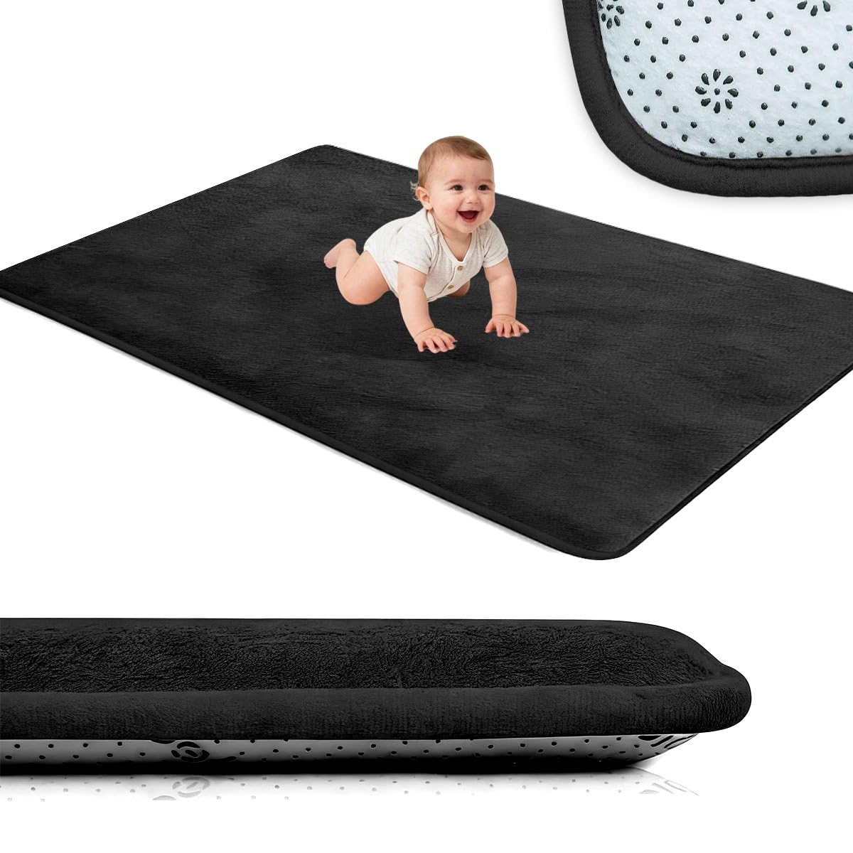 Voxirum 3cm Baby Play Mat Large Foam Crawling Playmat High-Density Memory Soft Baby Play Mats for Babies and Toddlers Crawling Mat for Baby Non-slip Baby Mat for Floor Black, 40 x 80 cm