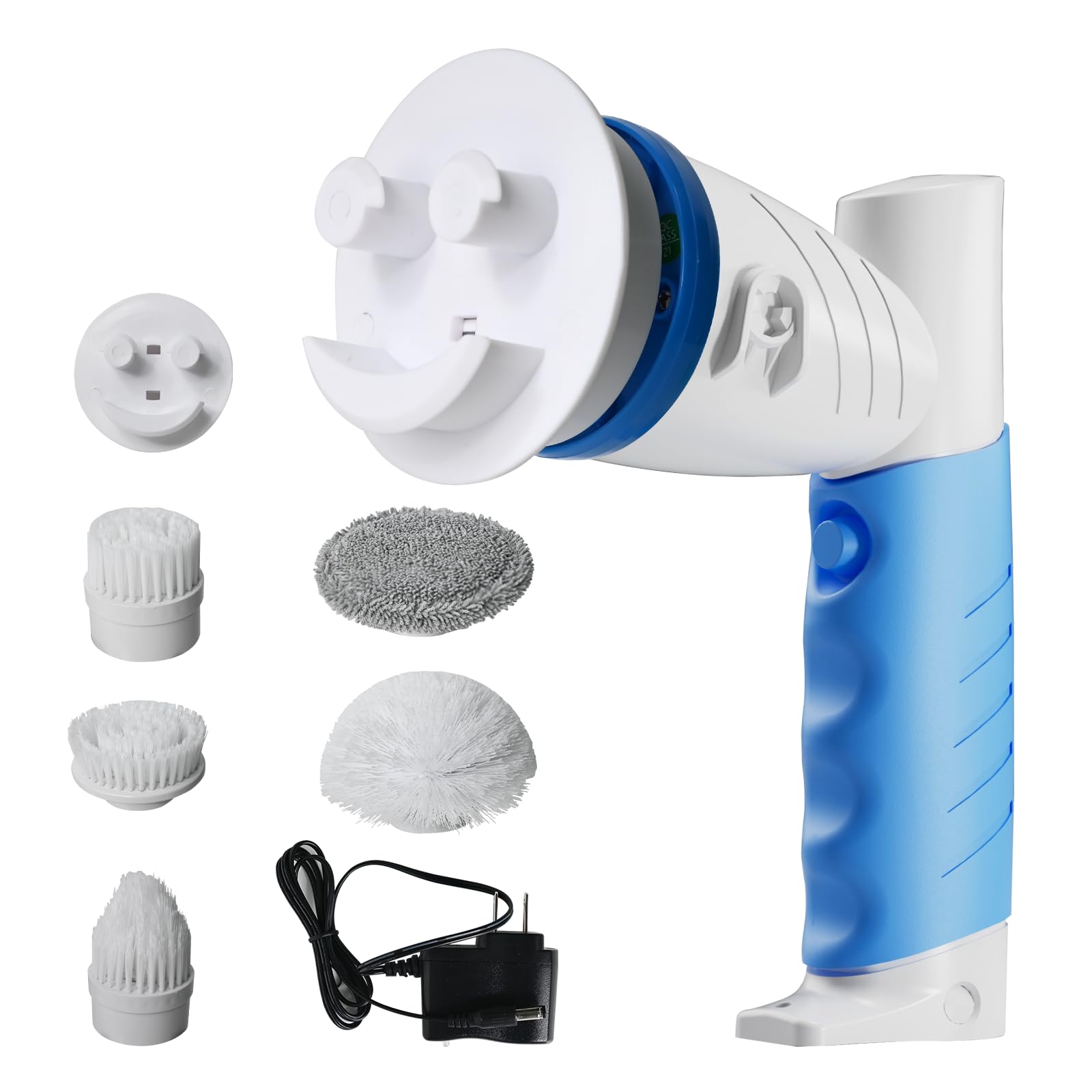 Electric Spin Handle for Scrub Daddy Mommy Sponges with 6 Replacement Brush Heads Power Scrubber Electric Cleaning Wand