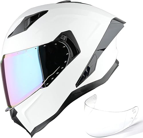 1Storm Casco integral de motocicleta para adultos, hombres y mujeres, casco de carreras de bicicleta de calle, aprobado por DOT, con un escudo extra