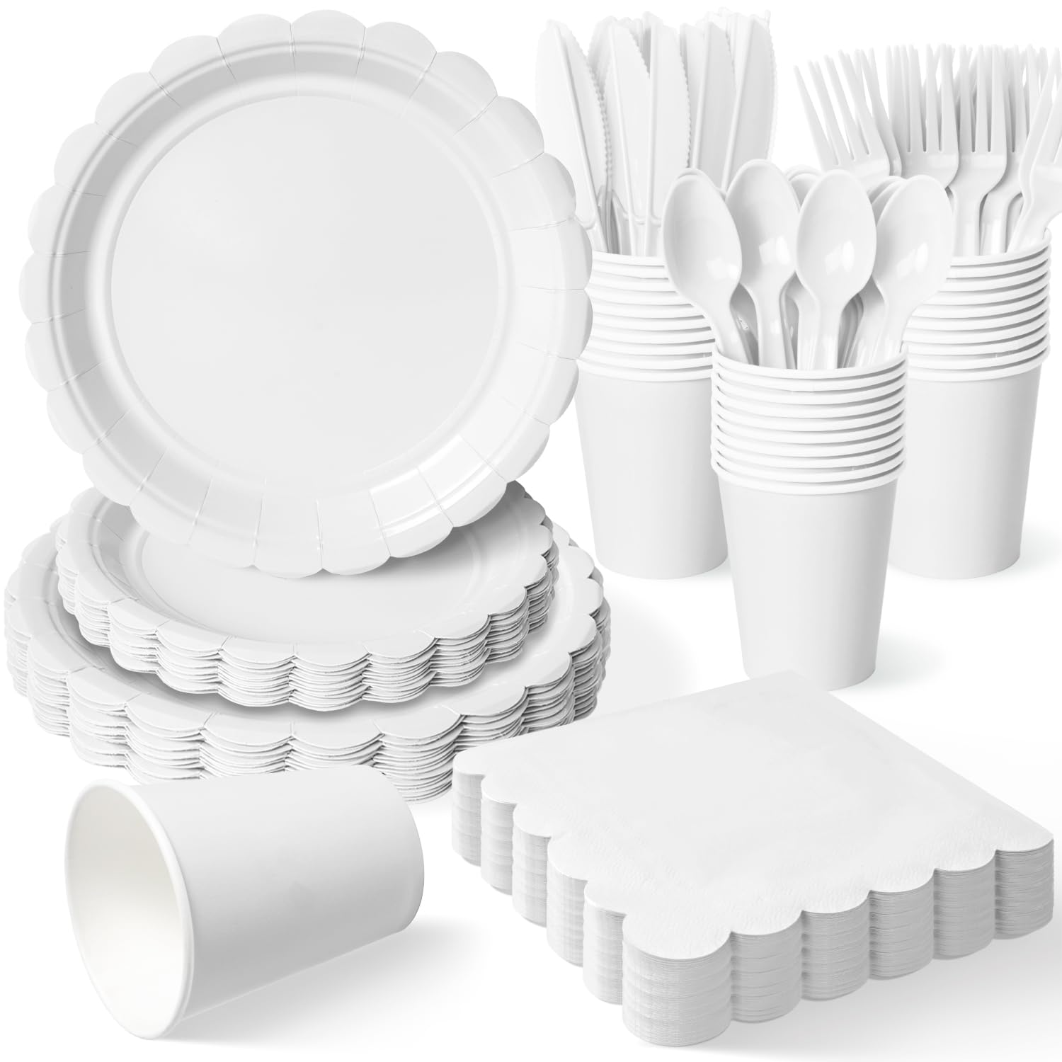 Vyntra Ivory Cream Paper Plates & Napkins - Party Supplies -17