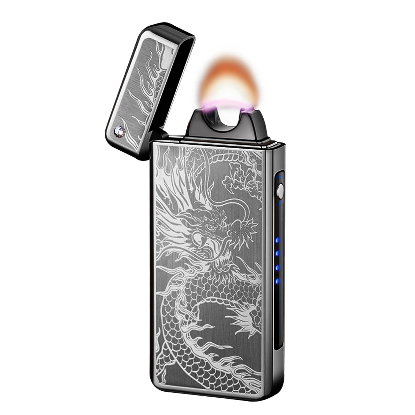 GADATOP Dragon Lighter Electric Lighters Arc Plasma Lighters Rechargeable USB Lighter Windproof Metal Body Power Display Type-C With Projection Stone For Candle Aromatherapy Camping (Black Dragon)-image-8