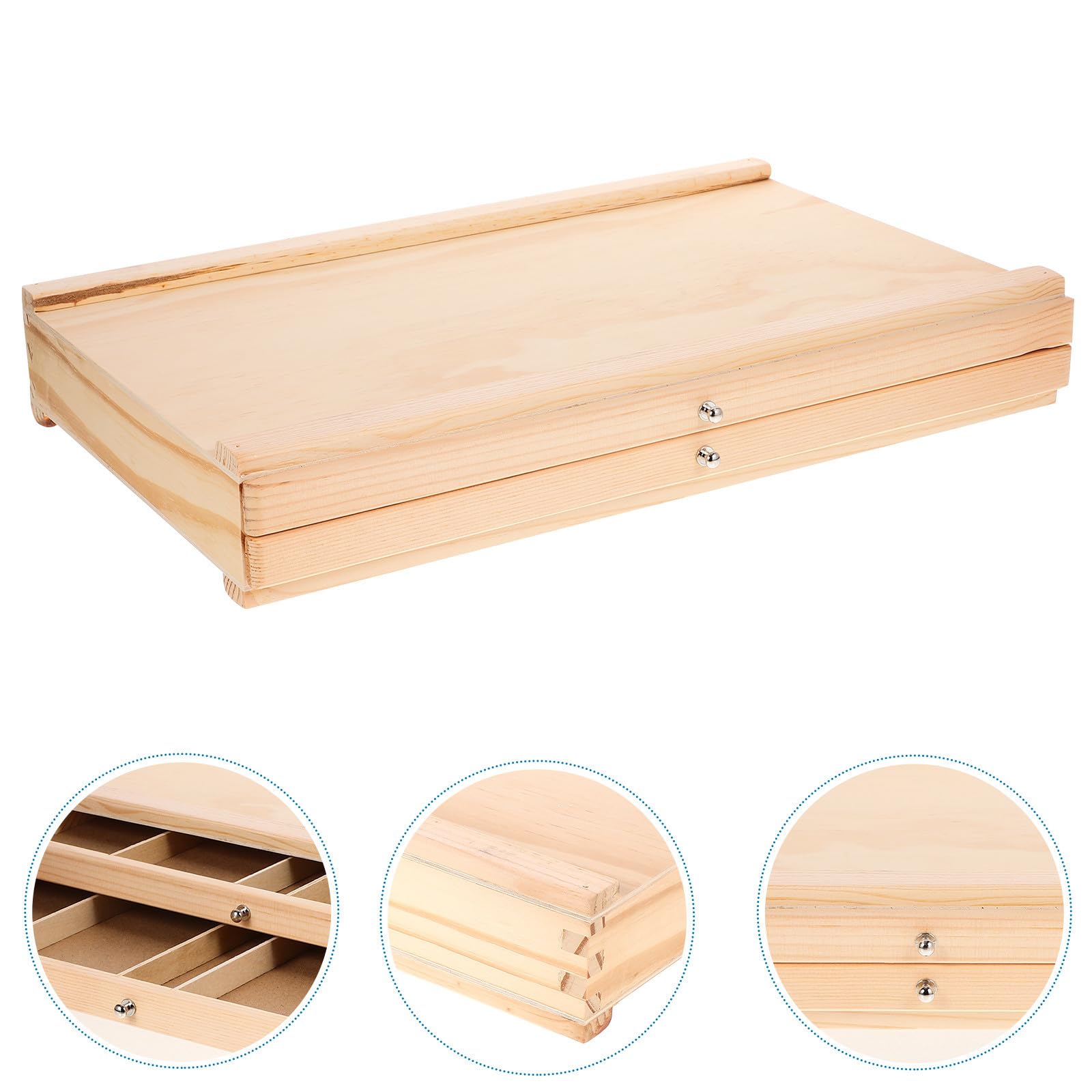 Boîte de Rangement Khaki pour Artistes et Enseignants en Bois