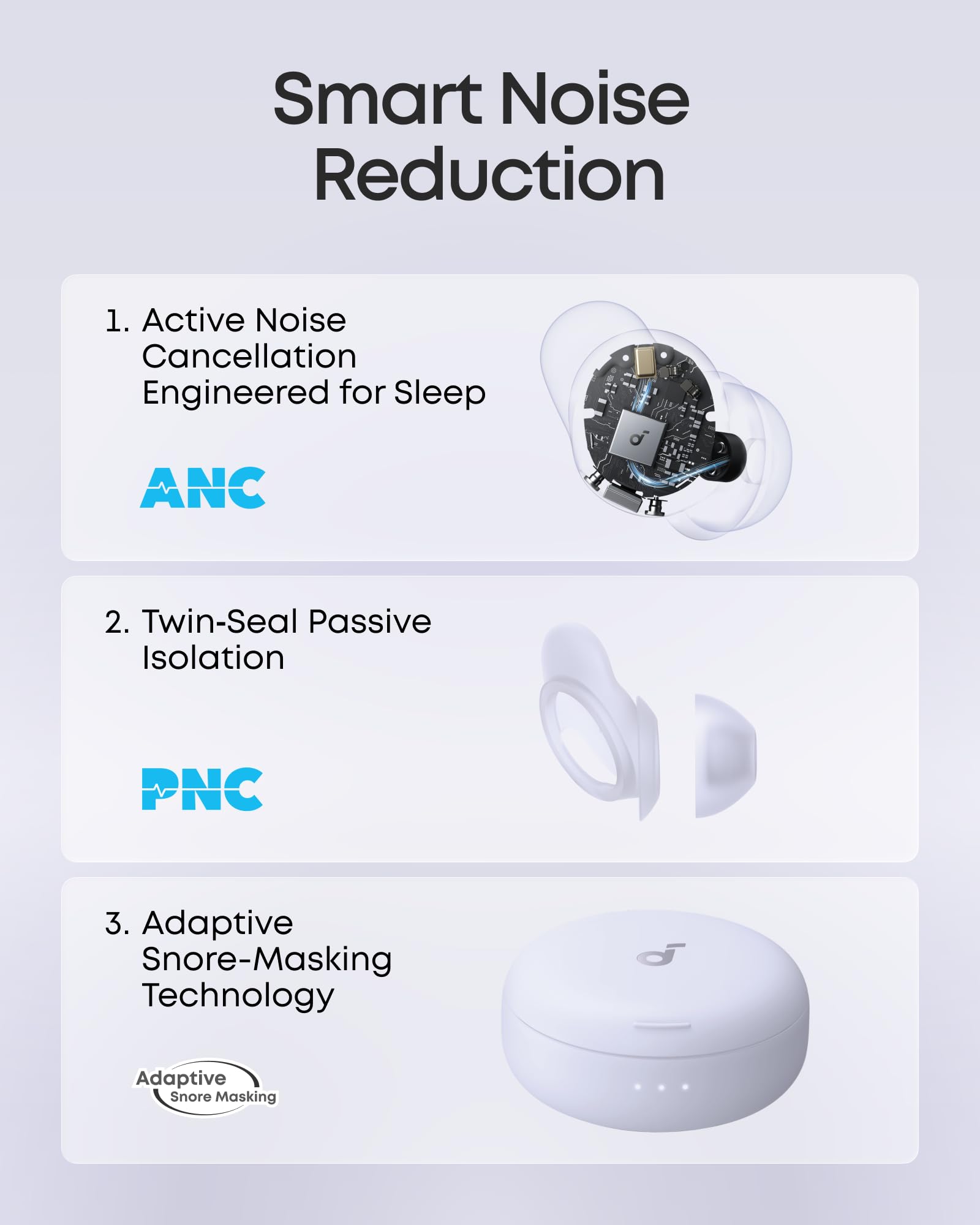 soundcore Sleep A30 by Anker, Sleep Earbuds, Active Noise Cancellation, Passive Noise Cancellation, Adaptive Snore Masking, Extensive Sleep Audio Library, Comfortable for Side Sleepers, 10H Battery — view 4