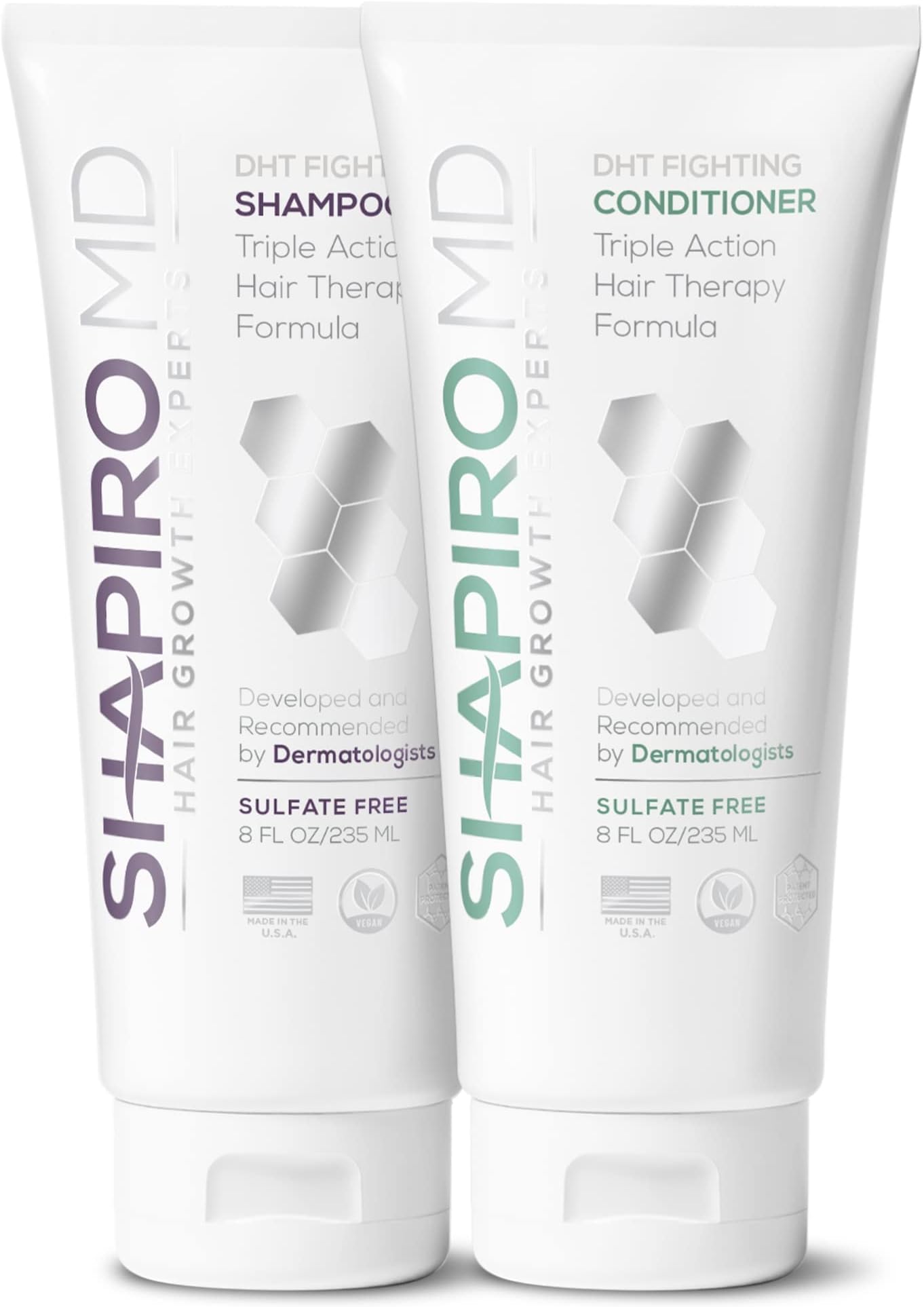 Shapiro MD Hair Growth Experts Hair Loss Shampoo and Conditioner, DHT Fighting Vegan Formula for Thinning Hair Developed by Dermatologists, Experience Healthier, Fuller & Thicker Looking Hair