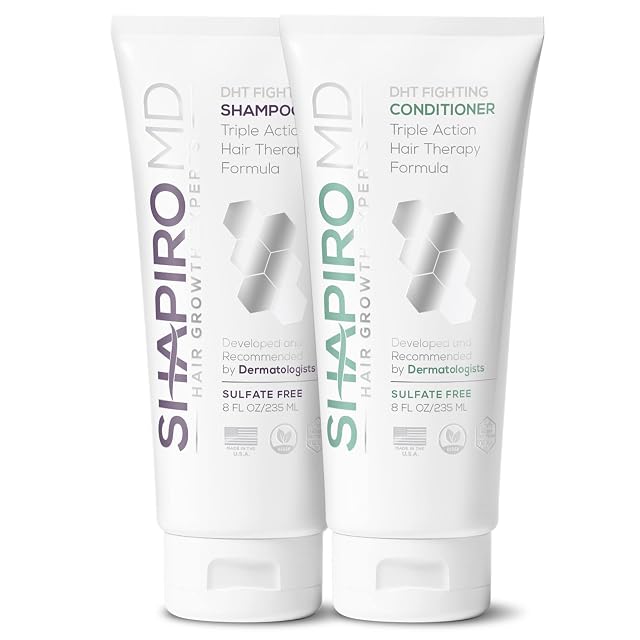 Shapiro MD Hair Growth Experts Hair Loss Shampoo and Conditioner DHT Fighting Vegan Formula for Thinning Hair Developed