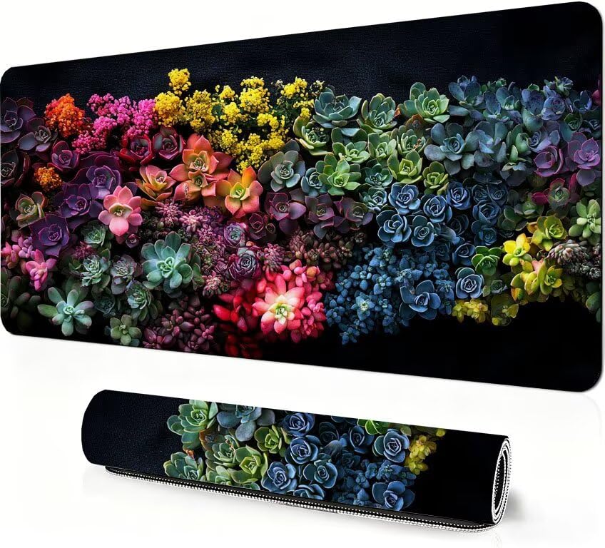 Podkładka pod mysz do gier Kolorowa podkładka pod mysz XXL Flower 1400 x 600 x 3mm Poprawa precyzji i szybkości, podkładka pod mysz do gier antypoślizgowa gumowa podstawa, do dekoracji Burea DZ-17