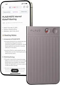 AI Voice Recorder, PLAUD Note Voice Recorder w/Case, App Control, Transcribe & Summarize Empowered by ChatGPT, Support 59 Languages, 64GB Memory, Audio Recorder for Lecture, Meeting, Call, Interview