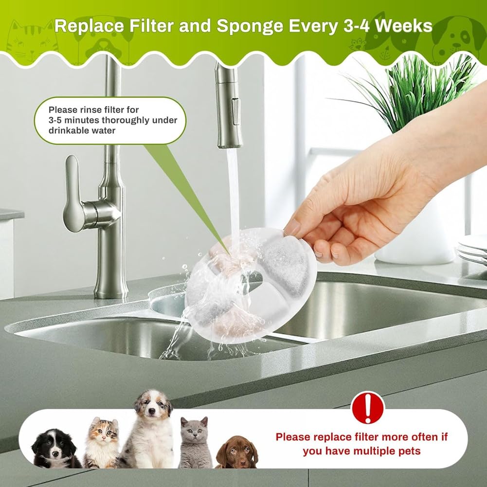 10 Ensembles de Filtres de à pour Chat de Remplacement pour Filtre de pour Animaux de Compagnie à Triple Filtration Carré de 2,2 L/73 Oz