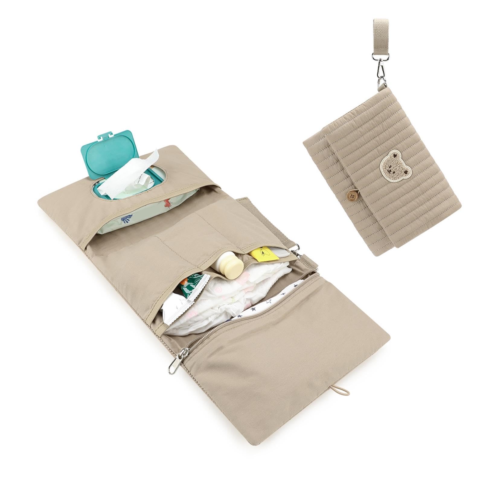 MagiDeal Borsa Porta Pannolini in Tessuto per Neonati, Organizer per Pannolini, Multifunzionale per Neonati, per Esterni, Visite, Asilo Nido e, Marrone