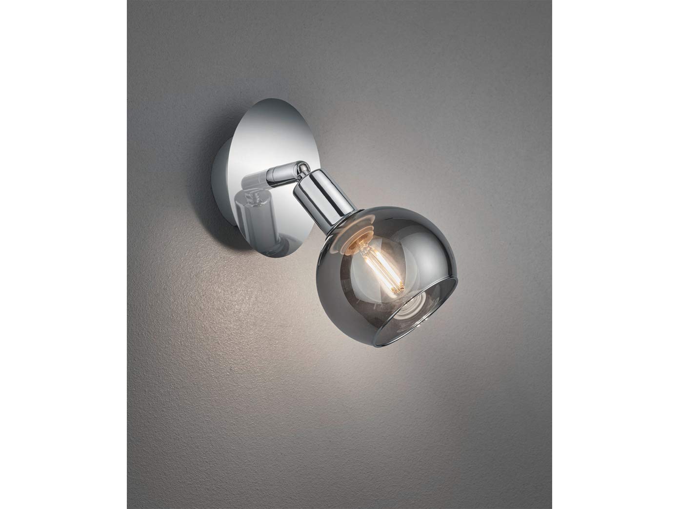 Reality Leuchten Brest R80591006 Spot mural en métal chromé, verre fumé, 1 ampoule E14