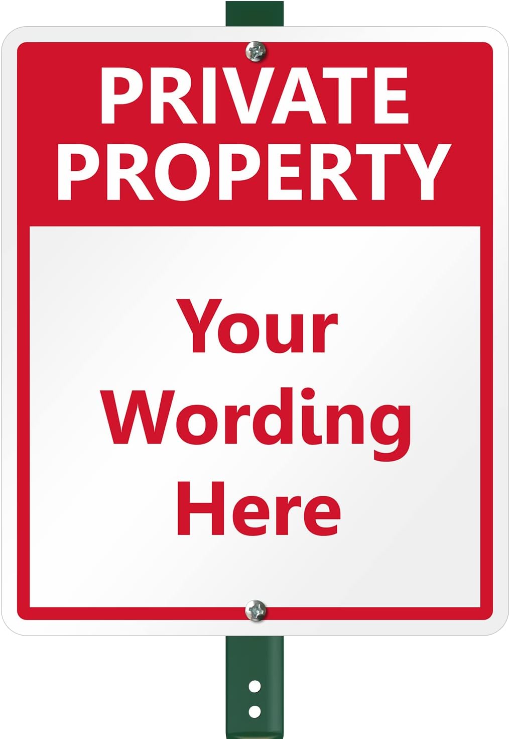 SmartSign 12 x 10 inch “Private Property” Custom Yard Sign & Stake Kit-Add Warning & Company Name, 40 mil Laminated Rustproof Aluminum, 3 foot Stake, Red/Black on White, Set of 1
