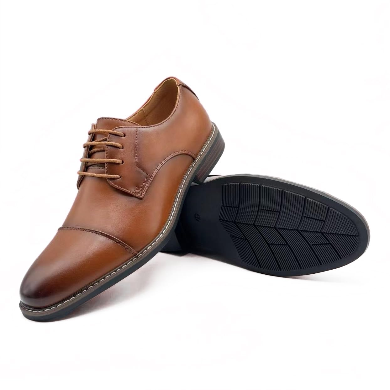 Finishing & Sewing Zapatos de vestir Oxford con cordones para hombre