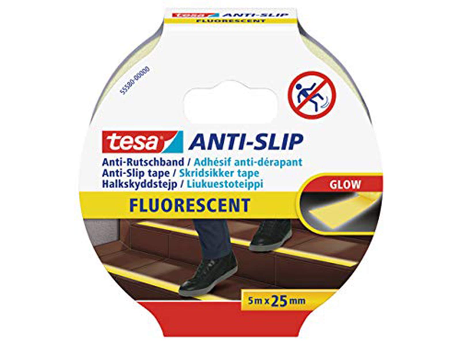 tesa Anti Rutschband, 5 m x 25 mm (3X fluoreszierend, 5mx25mm)