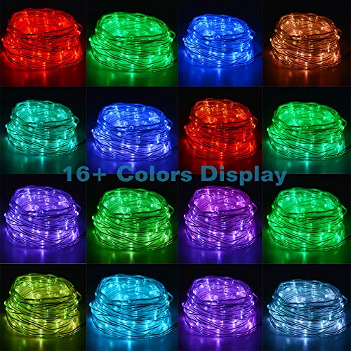 HAHOME 33Ft 100LEDs Color Changing Outdoor String Lights,Thin Rope Waterproof Fairy Lights,Multi-Colored - Thumbnail 3