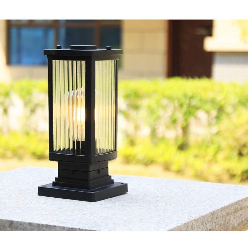 Farola Exterior Para Valla Poste De Luz Exterior De Aluminio Y Vidrio, E27, Resistente Al Agua, Para Jardín, Patio, Villa, Lámpara De Pilar, Lámpara De Columna De Porche Europea Luz De Columna(18*35.5