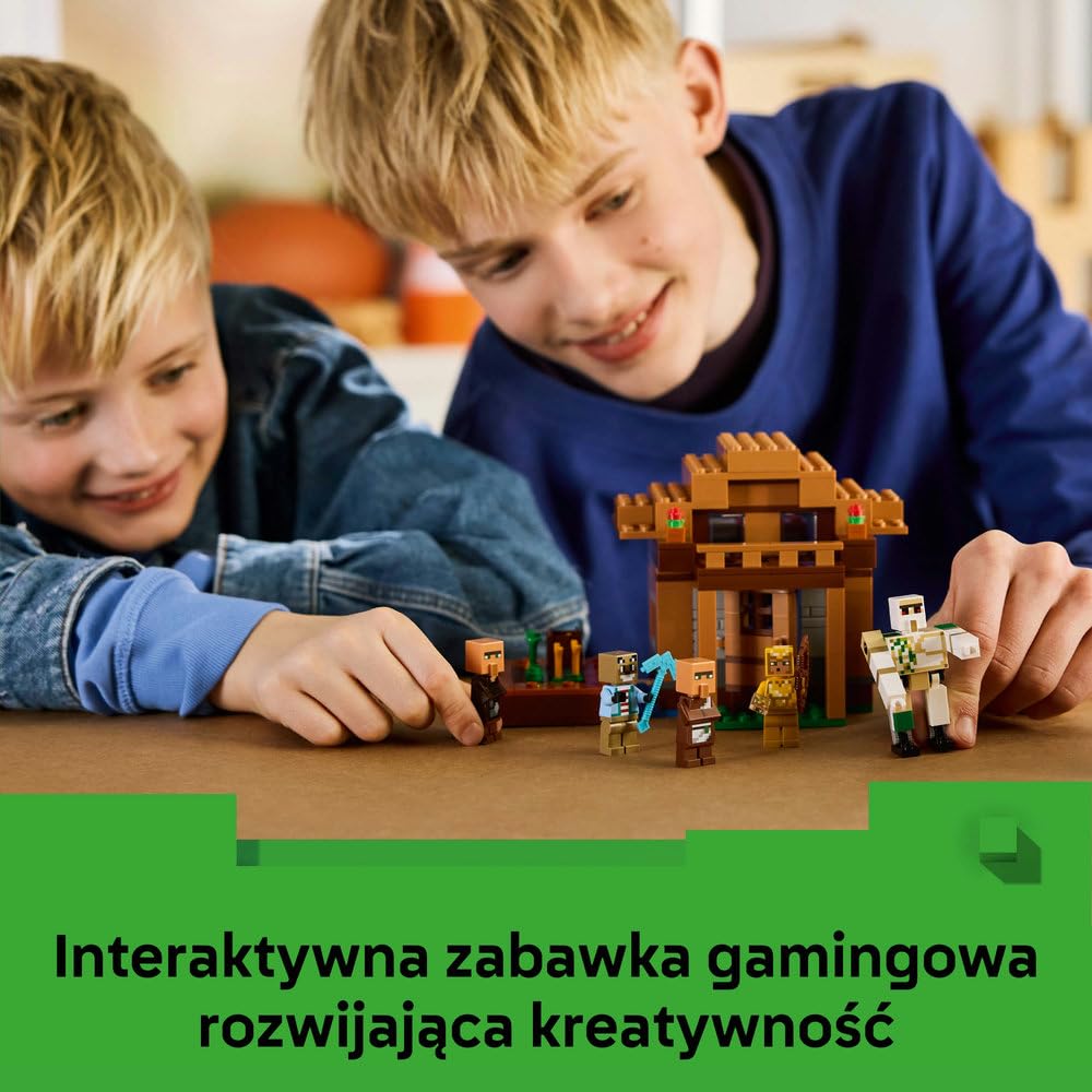 LEGO Minecraft Najazd przywoływaczy na wioskę 21596 | scenka Minecraft, zestaw akcji z gry, prezent dla fana Minecrafta 9+, 607 elementów