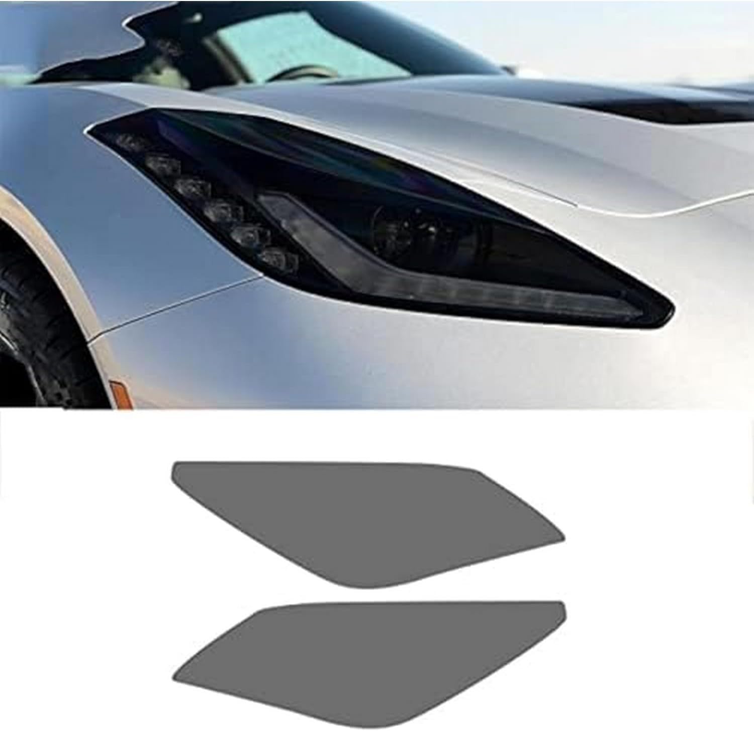 SamLng Car Front Light Film for Chevrolet for Corvette C7 2014-2019 Car Headlight Protective Film Front Light Transparent Blackened TPU Sticker Car Headlight Protective Film