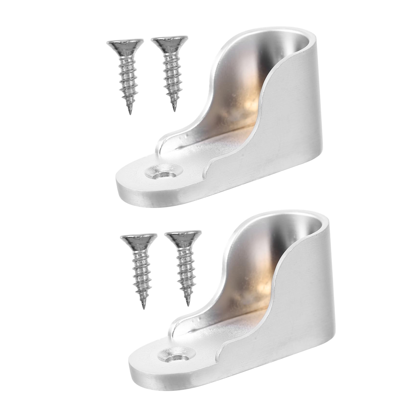 VOSAREA 2Pcs Pole Socket for Closet Rod Support Heavy Duty Flange Rod Holders for Shower and Closet Easy Install Rod Seat Silver