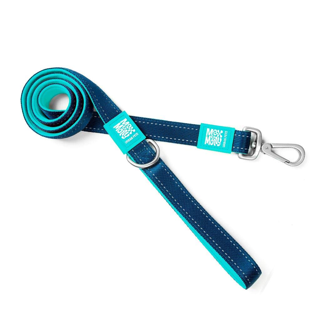 Max & Molly Ultra Secure and Comfortable Padded Neoprene Sport Dog Leash with Outer Reflective Stitching, Matrix Blue