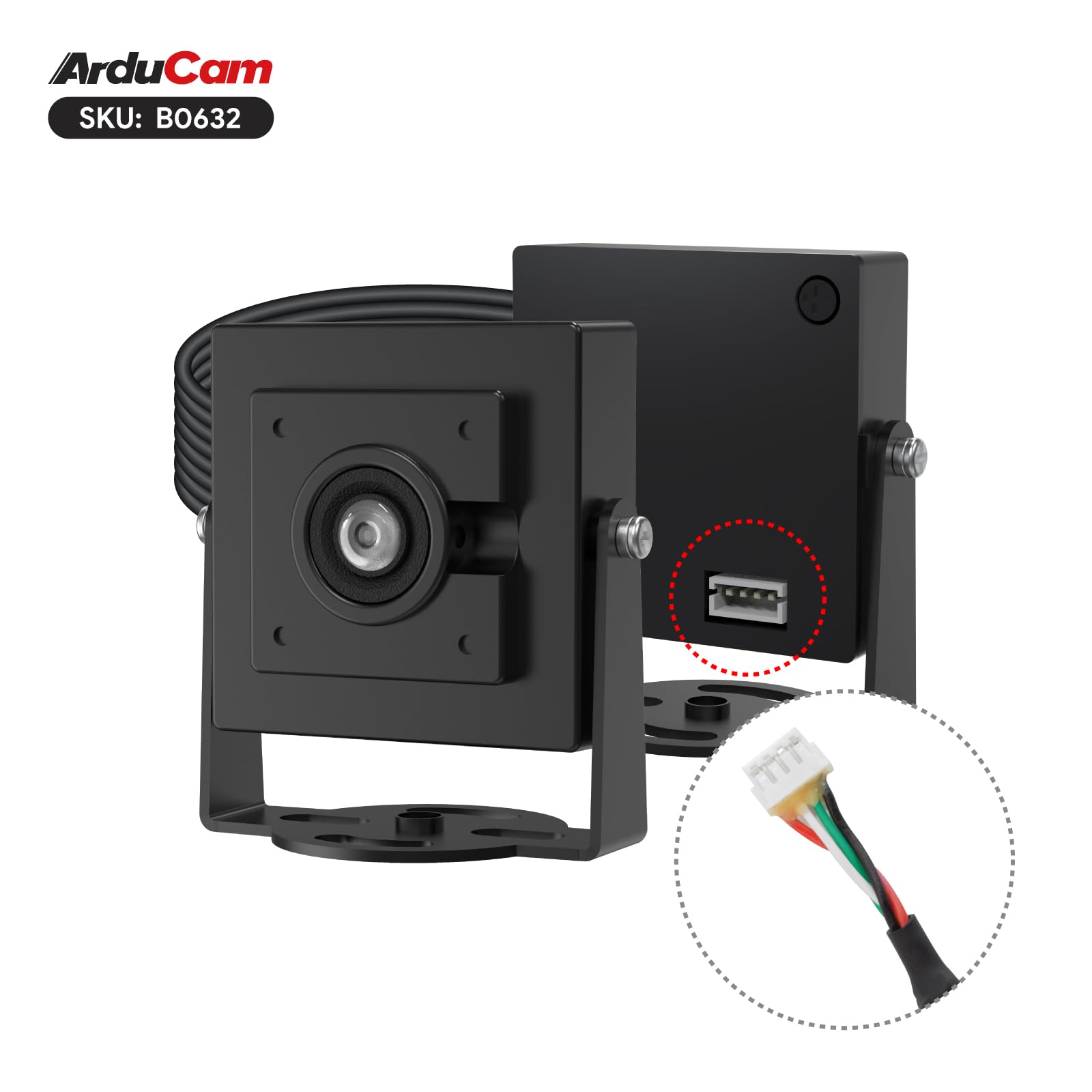 Arducam VGA Global Shutter USB Camera Module, 800 fps @ QQVGA fotocamera ad alta velocità, monocromatico grandangolare UVC Webcam per Windows, Linux OS