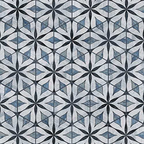 Cassis Hex Flower Black 8-5/8" x 9-7/8" Porcelain Floor and Wall Tile