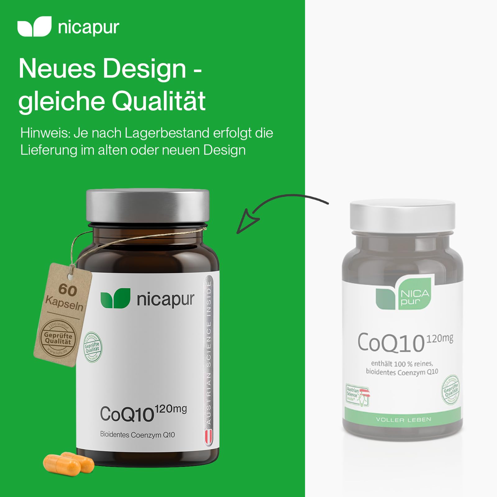 nicapur® Coenzym Q10 120 mg pro Kapsel I 100 % reines, bioidentes COENZYM Q10 I 60 Kapseln I laborgeprüft I in Österreich produziert I vegan