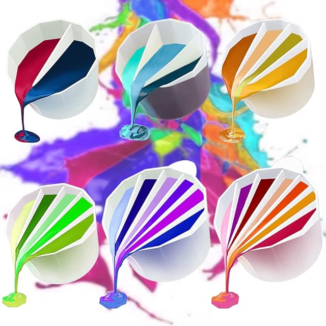 6 Pcs Silicone Split Cups, FineGood Resin Mixing Cups with 2-7Channels Reusable Split Cups for Paint Pouring,Fluid Art Dividers for Resin Acrylic Paint Pouring