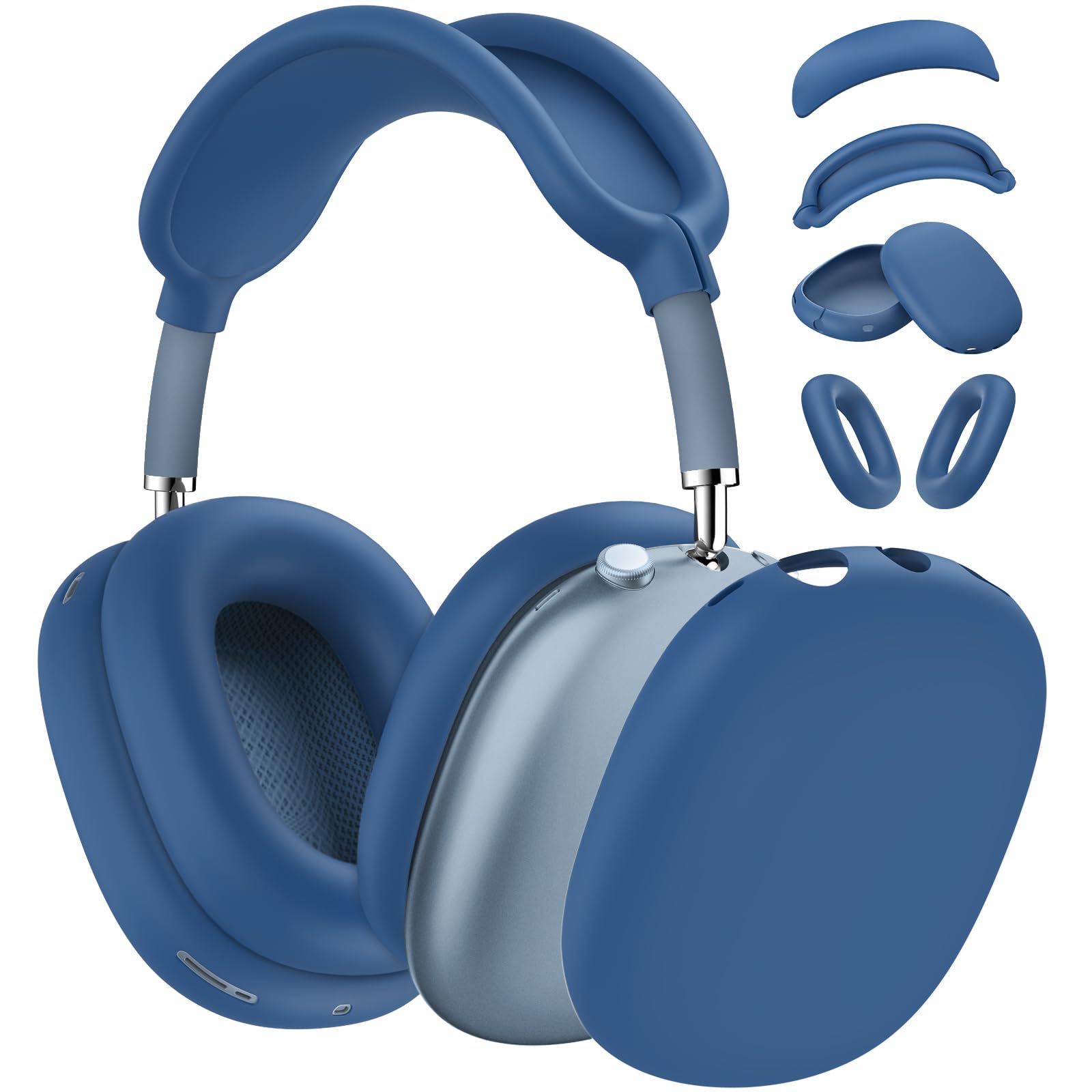 [4 in 1] Silicone Case Cover for AirPods Max USB-C (2024),Anti-Scratch Sweat-Proof Ear Pad Case Cover/Ear Cups Cover/Headband Cover Accessories