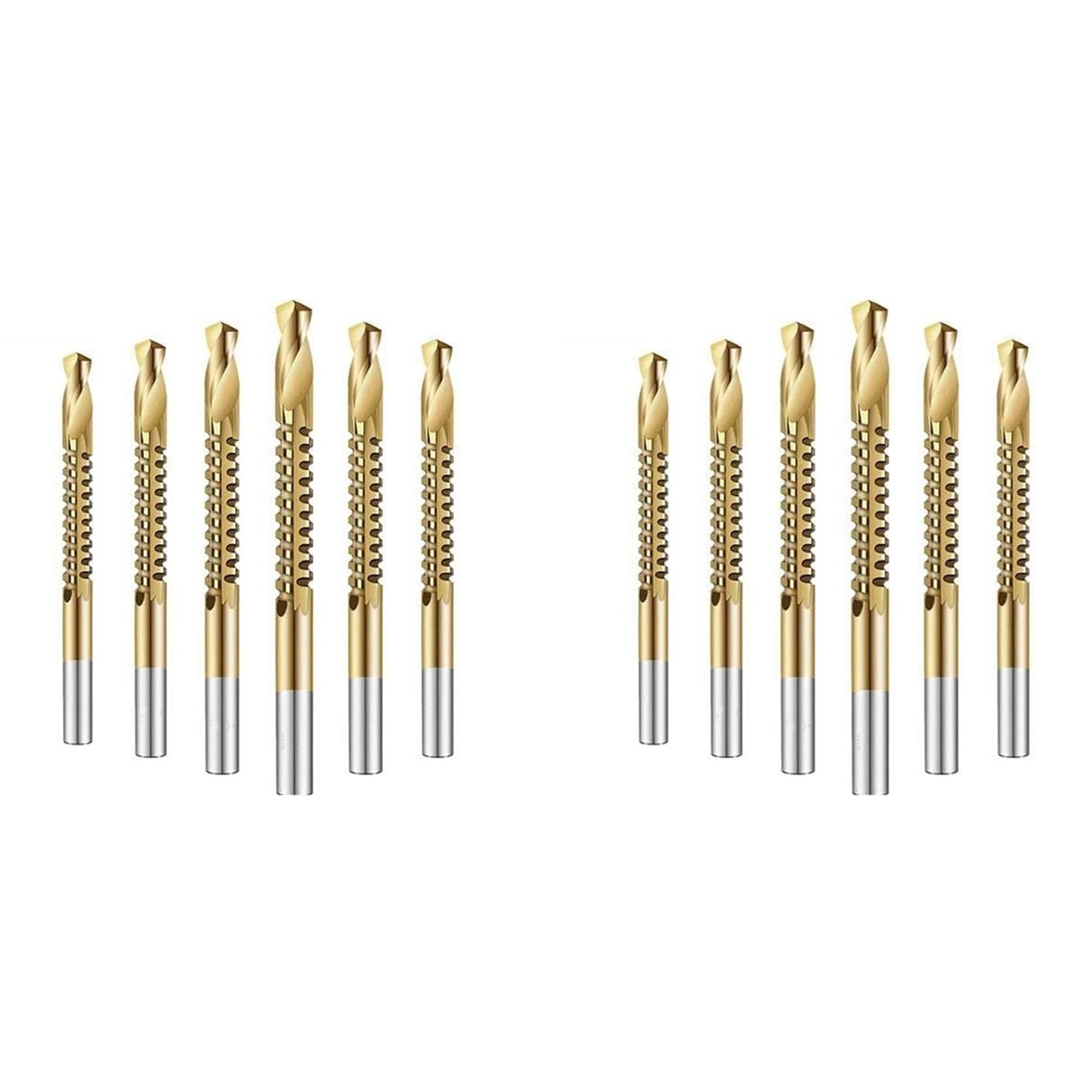 Jnchdghwa Gold & Silver 12Pcs Cobalt Drill Bit Set Hole Saw Grooving Set Woodworking Drill Slotted Drill