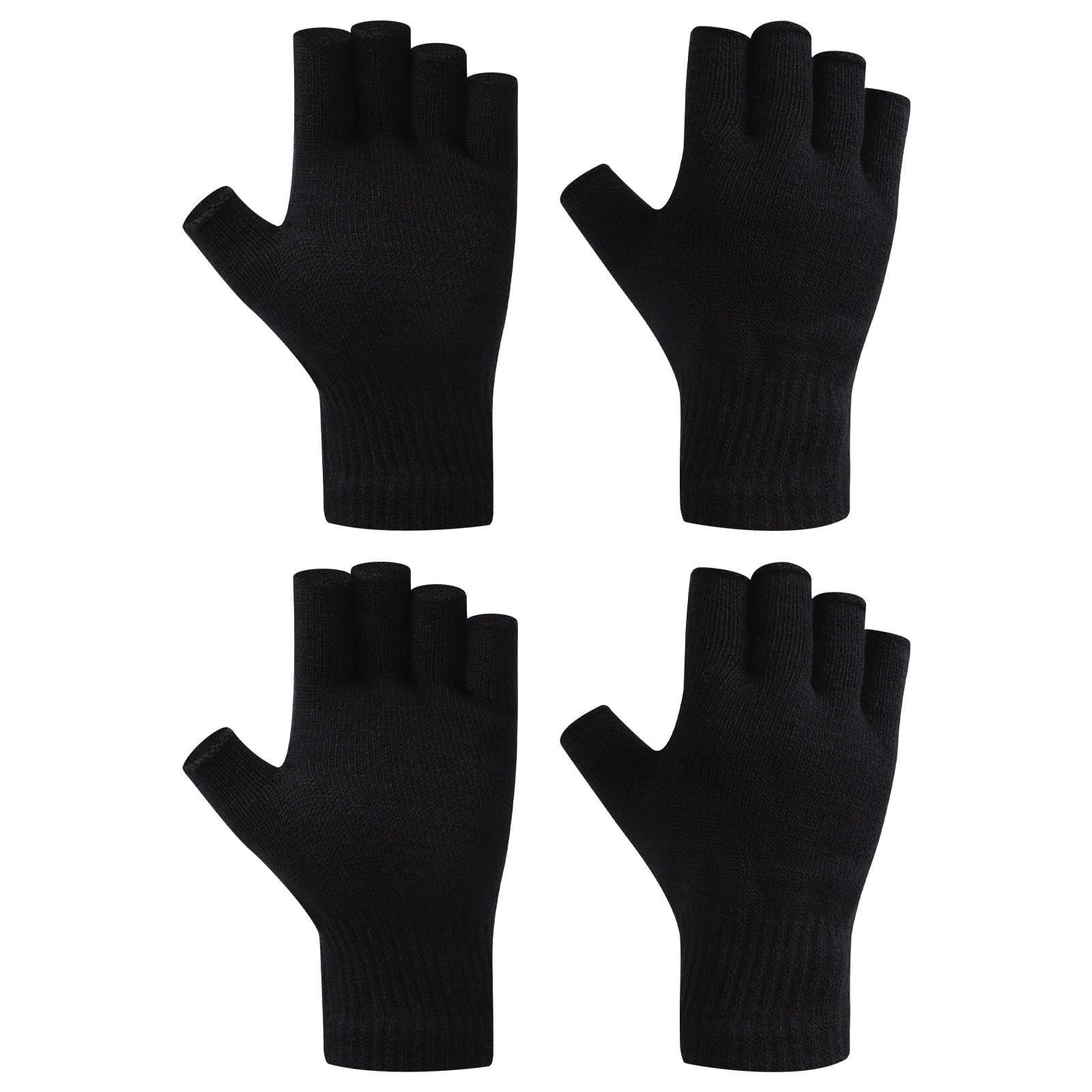 Fjquamitix Unisex A2 Fingerless Gloves For Women Men Thickened Knit Touchscreen Stretchy Mittens Multipacks For Working (, One Size)