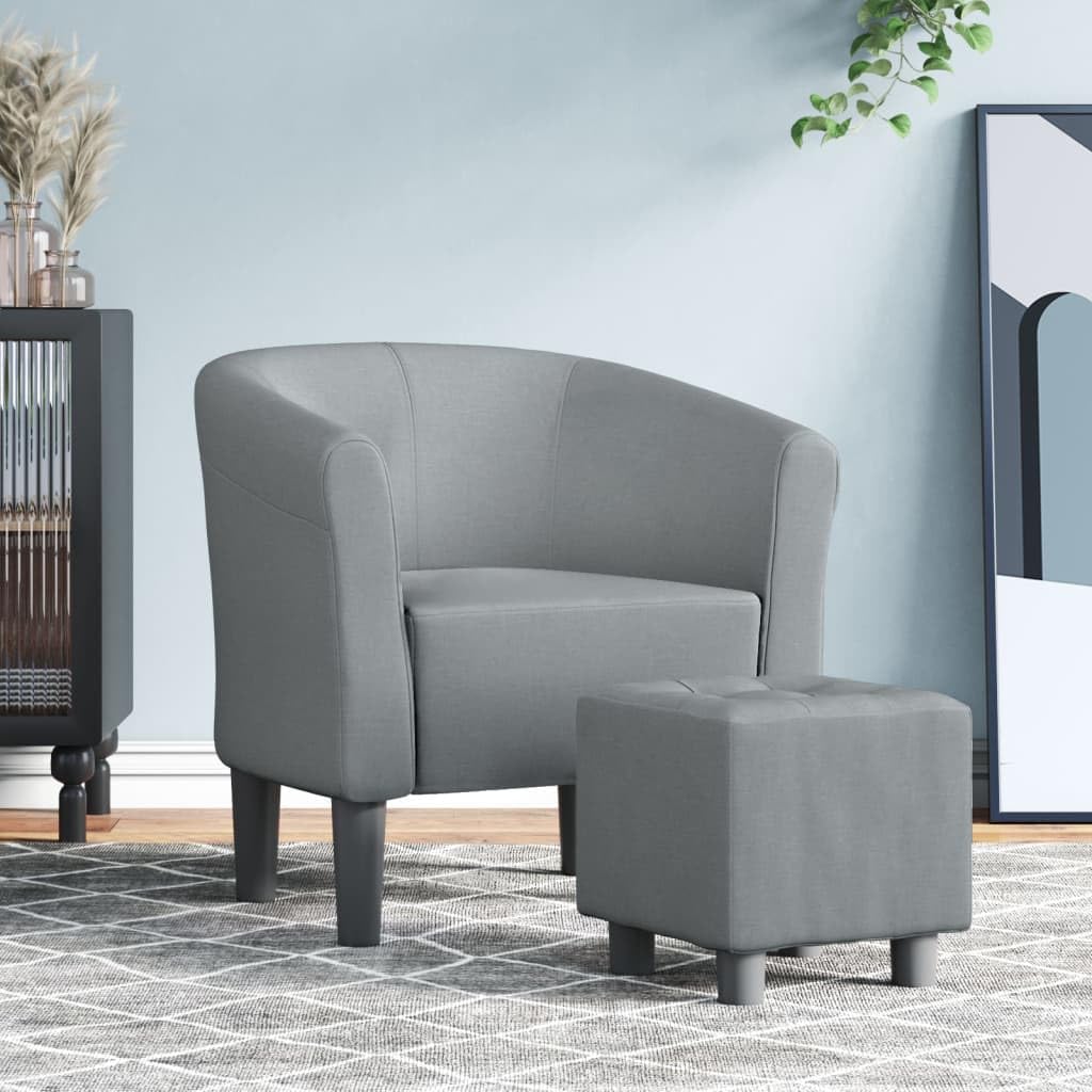vidaXL Chaise Cabriolet avec Repose-Pied Gris Clair Tissu