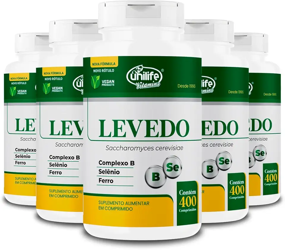 Kit 5 Levedo de cerveja complexo B 400 comprimidos Unilife