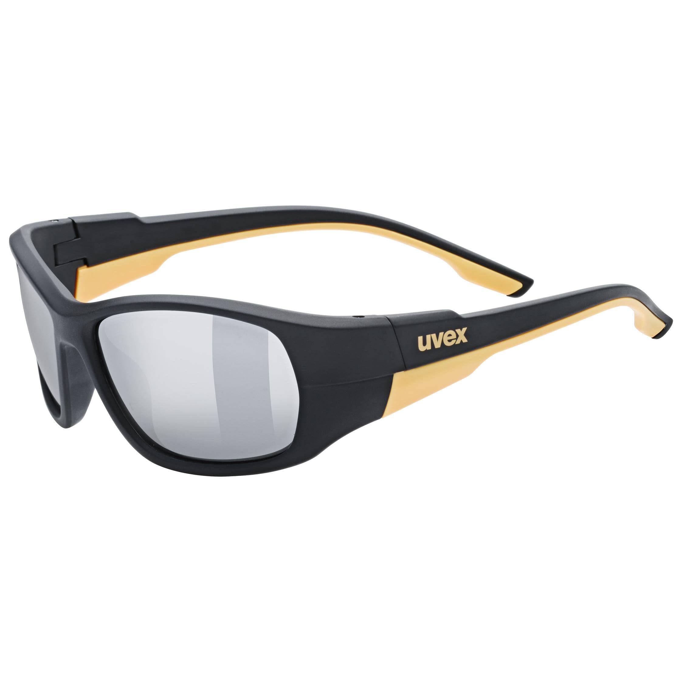 uvex sportstyle 514 - Sportbrille für Kinder - starker Schutz vor Sonnenstrahlung - unzerbrechlicher Flex-Rahmen - black matt/mirror silver - one size