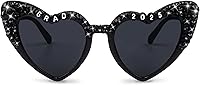 Suwaoo Class of 2025 Graduation Sunglasses - Black Heart Shape Glasses for Her Him, Grad Party Decor & Gift