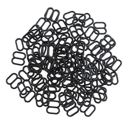Jili Online 100 Piece Plastic Lingerie Bra Strap Sliders Adjuster Hook Clips For Corset Garter Bikini - Black, 8Mm #TOP1