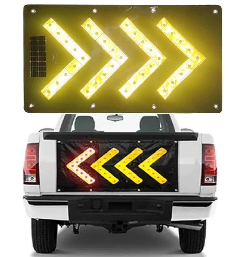 KJZQXYX LED Traffic Arrow Sign,18x33 Inch Magnetic Directional Light, Traffic Guide Sign,Flashing Warning Banner,for Indoor/Outdoor (Solar Energy)