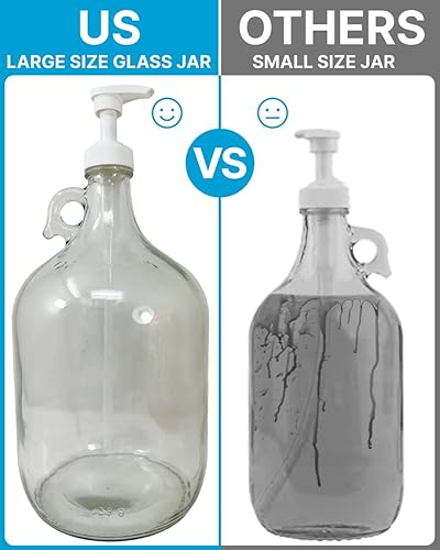 Miniatura 2 de Skywin Dispensador de bomba de galón, paquete de 3 dispensadores de detergente para lavandería de vidrio para lavandería, dispensador de detergente