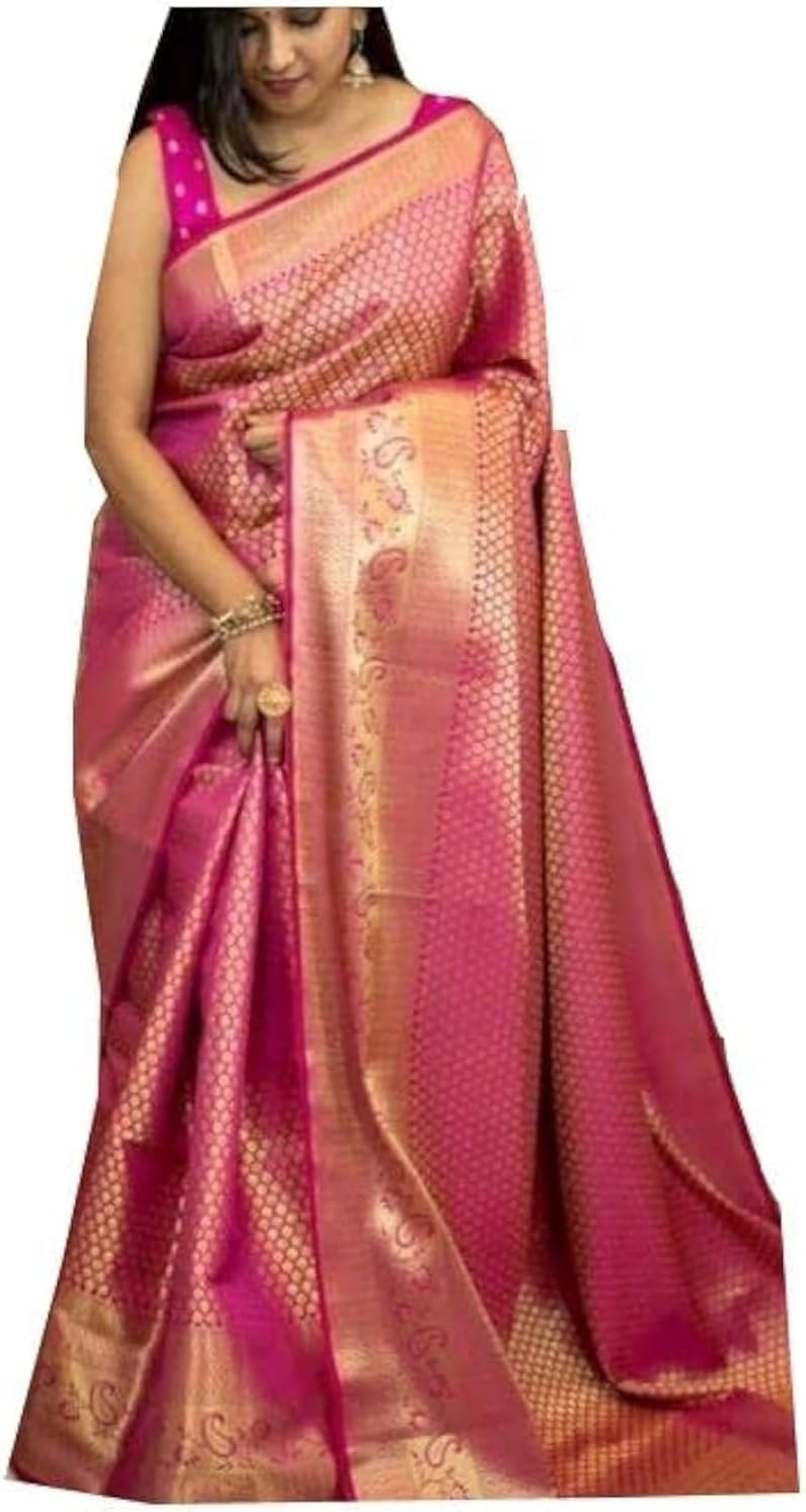 Women's Georgette Soft Woven Work Saree With Blouse Piece