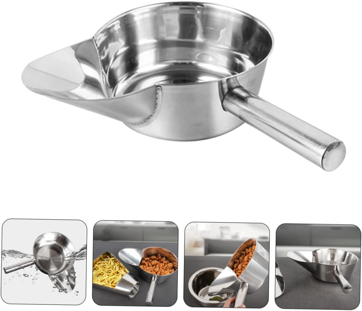 Zerodeko 2pcs Stainless Steel Food Scoop Shovel Versatile Kitchen Gadget for French Fries Fried Chicken More Capacity Smooth Handle for Home Commercial Use