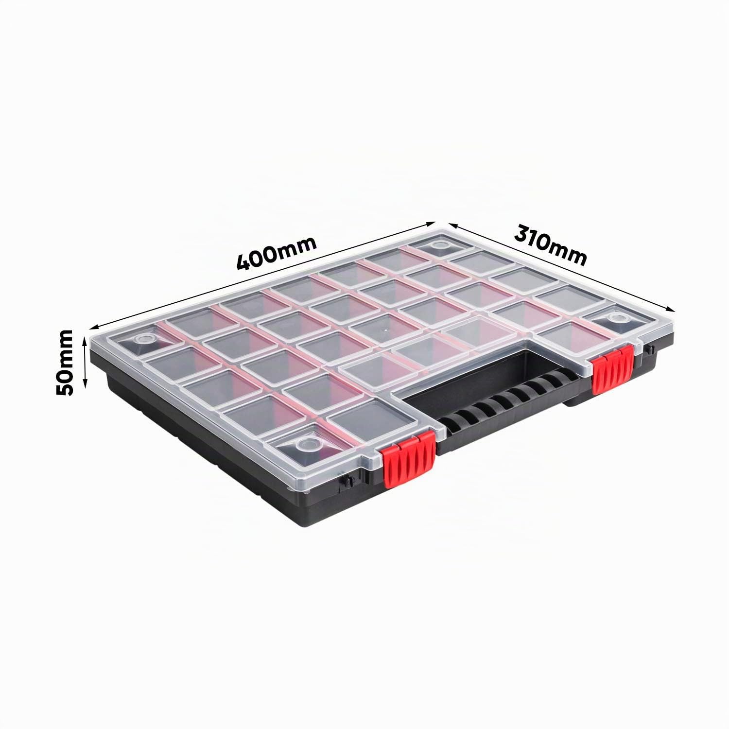 Lot de 5 boîtes de rangement – 310 x 400 x 50 mm – Organiseur pour petites pièces avec couvercle transparent, boîte de tri, mallette de tri, boîte à outils, mallette d'assortiment, boîte avec
