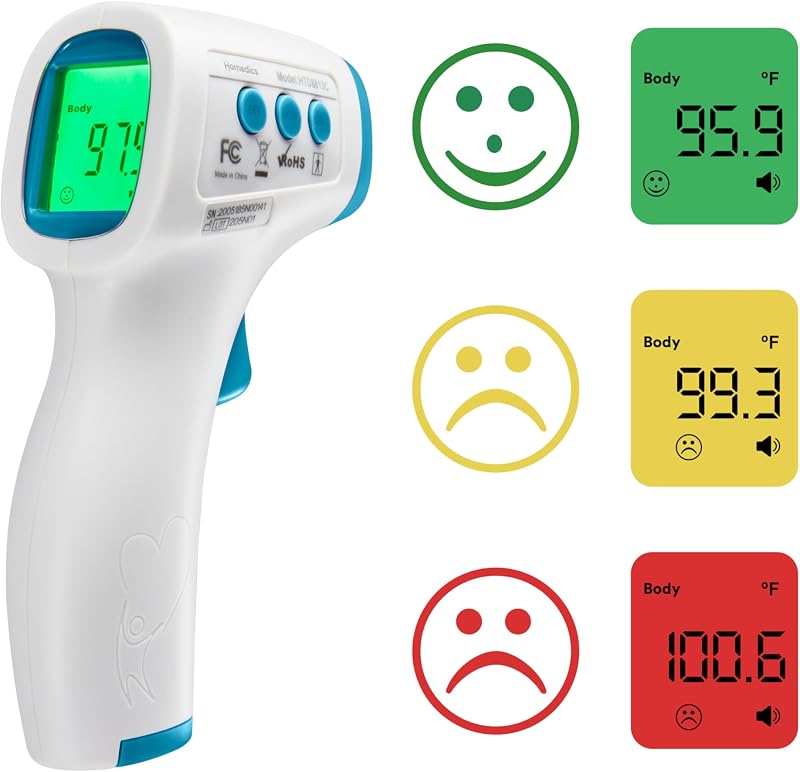 Non-Contact Infrared Forehead Thermometer, Clinically Proven Fast Accurate Results, High-Fever Alert with 4-in-1 Readings