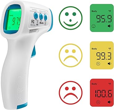 HoMedics مقياس حرارة للأشعة تحت الحمراء بدون اتصال ، نتائج دقيقة سريعة مثبتة سريريًا ، تنبيه عالي الحمى مع قراءات 4 في 1   