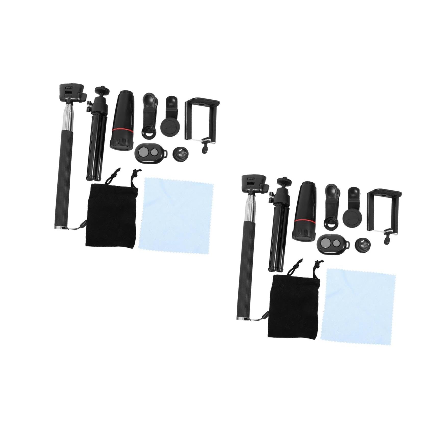 2 Piezas Kit de Lente Móvil con Gran Ojo de Pez y Macro Lente de Cámara Portátil y Desmontable Ajuste Manual y Óptica Profesional para Smartphones Negro